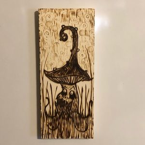 Mushroom Monster Pyrography Magnet